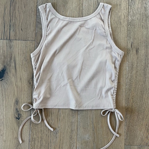 Ekouaer Ribbed Tan Crop Tank Top Women Medium Summer Set Lounge Going Out - Picture 2 of 5